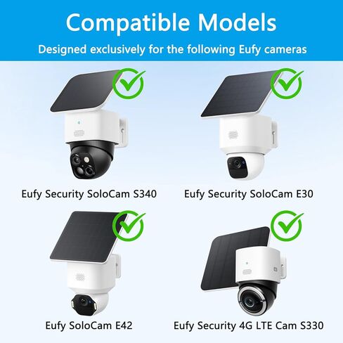 حامل جانبي من الفينيل متوافق مع Eufy SoloCam S340/E30/E42، Eufy 4G LTE Cam S330، حامل كاميرا بدون مثقاب مقاوم للطقس للتركيب في الهواء الطلق، سهل التركيب (عبوة واحدة-أبيض) in Kuwait