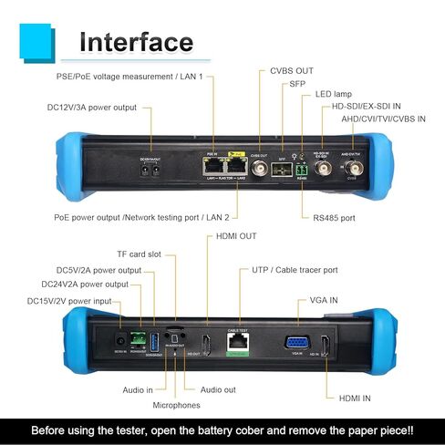 جهاز اختبار كاميرا IP 8K، جهاز اختبار CCTV من WANLUTECH شاشة لمس 7 بوصات 8 ميجابكسل TVI CVI AHD SDI CVBS اختبار الكاميرا SFP 90W PoE مخرج طاقة RJ45 أدوات شبكة اختبار الكابلات RS485 WiFi HDMI I/O VGA in (IPC-9800CADHS Pro) in Kuwait