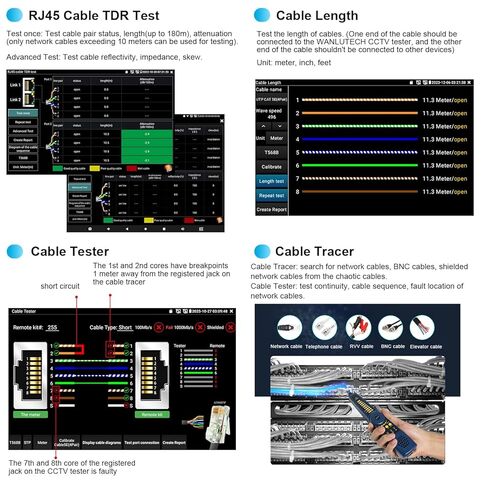 جهاز اختبار كاميرا IP 8K، جهاز اختبار CCTV من WANLUTECH شاشة لمس 7 بوصات 8 ميجابكسل TVI CVI AHD SDI CVBS اختبار الكاميرا SFP 90W PoE مخرج طاقة RJ45 أدوات شبكة اختبار الكابلات RS485 WiFi HDMI I/O VGA in (IPC-9800CADHS Pro) in Kuwait