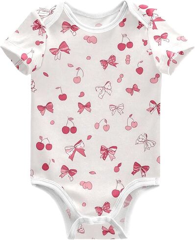 Baby Girls Boys Bodysuit Cute Highland Cows Pattern Short Sleeve Jumpsuit Bodysuit Infant Clothes for 0-24M in Kuwait