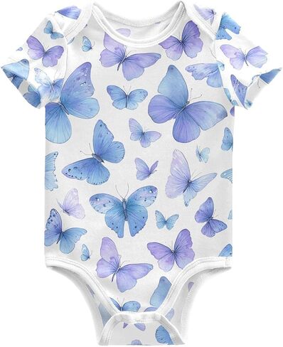 Baby Girls Boys Bodysuit Cute Highland Cows Pattern Short Sleeve Jumpsuit Bodysuit Infant Clothes for 0-24M in Kuwait