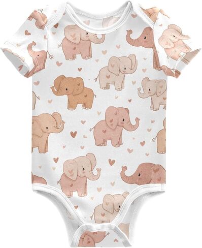 Baby Girls Boys Bodysuit Cute Highland Cows Pattern Short Sleeve Jumpsuit Bodysuit Infant Clothes for 0-24M in Kuwait