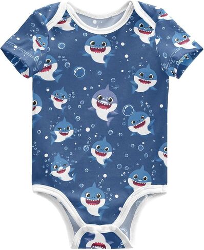 Baby Girls Boys Bodysuit Cute Highland Cows Pattern Short Sleeve Jumpsuit Bodysuit Infant Clothes for 0-24M in Kuwait