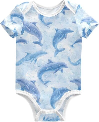 Baby Girls Boys Bodysuit Cute Highland Cows Pattern Short Sleeve Jumpsuit Bodysuit Infant Clothes for 0-24M in Kuwait