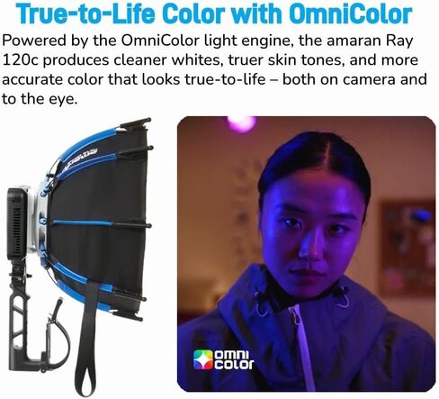 مصباح فيديو Amaran Ray 120c RGB LED، ضوء تصوير استوديو 120 واط مع Octa Dome 30 Softbox، 1,800K-20,000K، IP54 مقاوم للماء، USB-C PD، تحكم APP/NFC، حامل Bowens لليوتيوب ومدونة الفيديو والبث المباشر in Kuwait