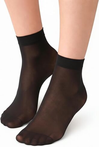 MALVA 10 Pairs Women's Ankle High Sheer Socks, Soft Tight Hosiery with Reinforced Toe Pantyhose Socks for Women in Saudi Arabia