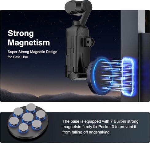 Magnetic Expansion Adapter for DJI Osmo Pocket 3,Magnetic Mount with Cold Shoe, Compatible with Cars, Railings, and Refrigerators in Kuwait