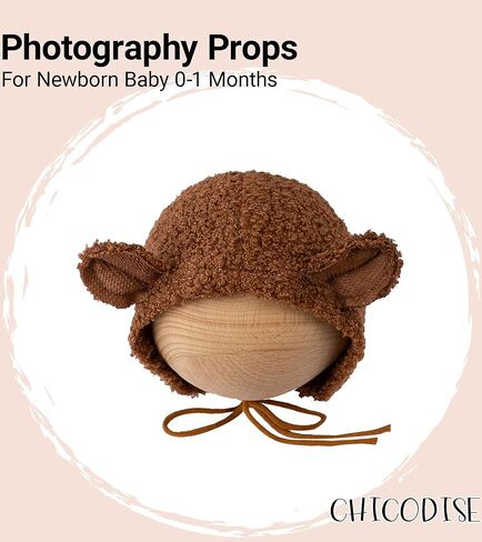 Newborn Photography Outfits Boy Girl Bear Hat & Footed Romper Baby Photoshoot Props Infant Photo Props in Saudi Arabia
