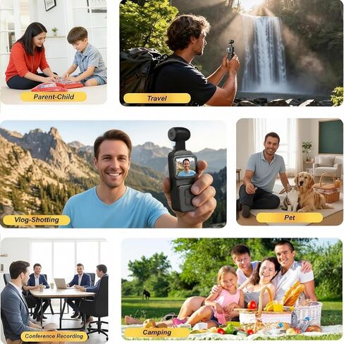 5K Handheld Vlogging Camera with Touch Screen,WiFi Pocket Action Camera with stabilization,Automatic Rotating Wide-Angle,External Mic,Remote Control for Traval,YouTube and vlogging (128gb) in Kuwait