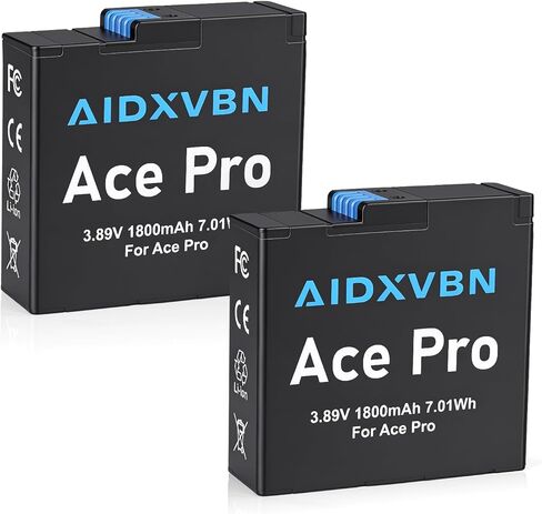 عبوتان من بطاريات Ace Pro 2 نسخة مطورة قابلة لإعادة الشحن مع كابل شحن USB-C، متوافق مع كاميرا Insta 360 Ace Pro 2/Ace Pro/Ace in Kuwait