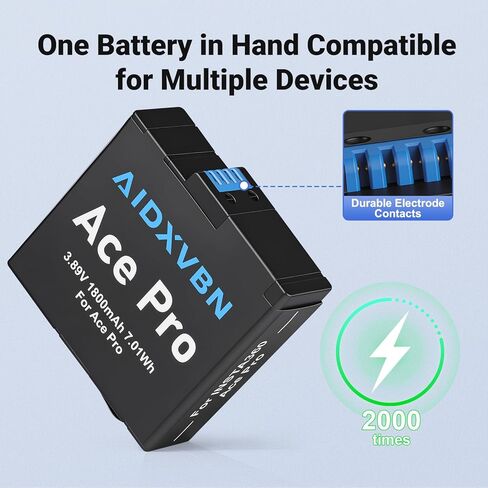 عبوتان من بطاريات Ace Pro 2 نسخة مطورة قابلة لإعادة الشحن مع كابل شحن USB-C، متوافق مع كاميرا Insta 360 Ace Pro 2/Ace Pro/Ace in Kuwait