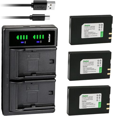 بطارية Kastar قطعتان وشاحن USB LTD2 بديل لبطارية Samsung IA-BP80W، بطارية IA-BP80WA، Samsung VP-DX210، SC-D381، SC-D382، SC-D383، SC-D385، SC-DX100، SC-DX103، SC-DX105، SC-DX200، SC-DX205 in Kuwait