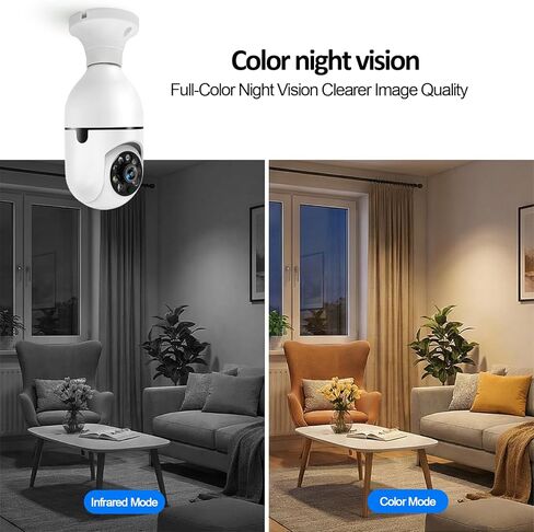 Light Bulb Security Camera Wireless WiFi, 360° Pan/Tilt Indoor Cam, HD Socket Home Surveillance, Smart Motion Tracking, Color Night Vision, 2-Way Audio in Kuwait