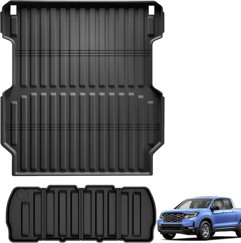 حصيرة سرير AOMSAZTO متوافقة مع Honda Ridgeline 2017 2018 2019 5.3FT بطانة سرير الشاحنة شديدة التحمل TPE مناسبة لجميع الأحوال الجوية ملحقات Ridgeline (حصيرة السرير + حصيرة الباب الخلفي + حصيرة التخزين الخلفية) in Saudi Arabia