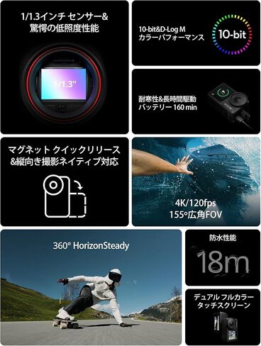 مجموعة DJI Osmo Action 4 القياسية، كاميرا أكشن مقاومة للماء بدقة 4K/120 إطارًا في الثانية مع مستشعر 1/1.3 بوصة، تصوير مذهل في الإضاءة المنخفضة، أداء ألوان 10 بت وD-Log M، يدوم طويلاً 160 دقيقة (متجدد) in Kuwait