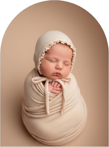 Newborn Photoshoot Outfit Stretch Blanket Infant Posing Wraps Baby Photography Props Soft Wrap & Bonnet for Boys Girls Photo (Light blue) in Saudi Arabia
