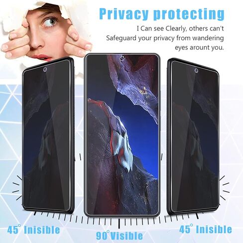 (2+2 عبوة من الزجاج المقسى للخصوصية Xiaomi Poco F5 Pro 5G. واقي شاشة، واقي عدسة الكاميرا، وحافظة مقاومة للتجسس بصلابة 9H، صديقة للبيئة وخالية من الفقاعات in Kuwait