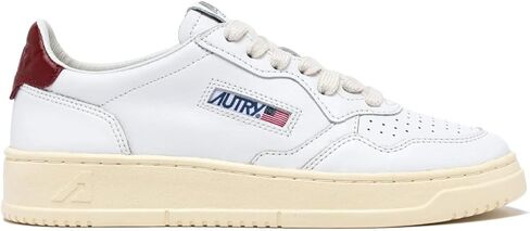 AUTRY AULW LL68 Unisex Medalist Leather Sneakers White and Burgundy in Saudi Arabia