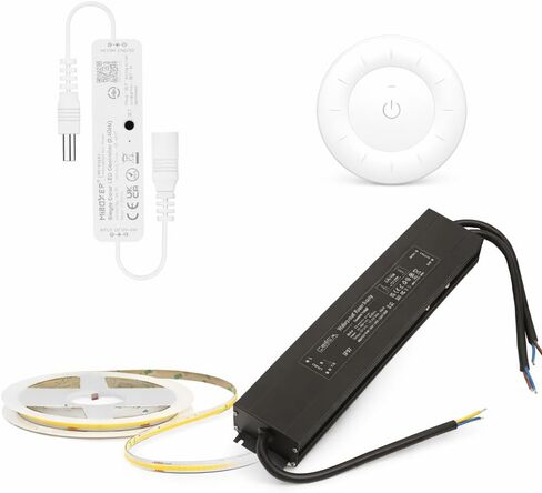 طقم التحكم عن بعد MLR1 Mini Single Color LED Controller & K3S White Rotating Wheel Remote Bundle (24V 400W IP67 LED Driver + 24V COB LED Strip 480LED/m CRI90 4000K أبيض طبيعي) in Kuwait
