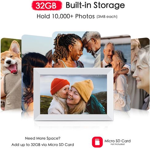 Digital Picture Frame 2 Pack, 10.1 inch Frameo Digital Frame WiFi, 1280*800 IPS HD Touchscreen, 32GB Storage, Instant Share Pictures Video, Smart Photo Frame Electronic, Gifts for Mom, House Warming in Kuwait