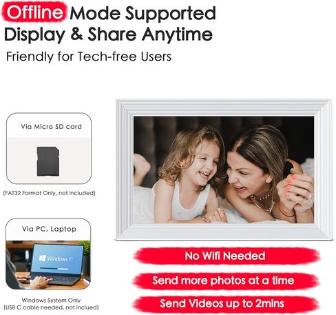 Digital Picture Frame 2 Pack, 10.1 inch Frameo Digital Frame WiFi, 1280*800 IPS HD Touchscreen, 32GB Storage, Instant Share Pictures Video, Smart Photo Frame Electronic, Gifts for Mom, House Warming in Kuwait