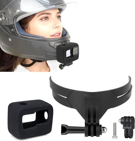 خوذة GEPULY مثبتة على الذقن مع رغوة Windslayer لـ GoPro متوافقة مع Hero 13 12 11 10 9 أسود، مجموعة لاصقة للدراجات النارية تقلل من ضوضاء الرياح لتسجيل الصوت الأمثل in Kuwait