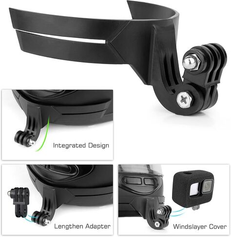 خوذة GEPULY مثبتة على الذقن مع رغوة Windslayer لـ GoPro متوافقة مع Hero 13 12 11 10 9 أسود، مجموعة لاصقة للدراجات النارية تقلل من ضوضاء الرياح لتسجيل الصوت الأمثل in Kuwait