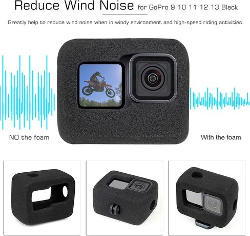 خوذة GEPULY مثبتة على الذقن مع رغوة Windslayer لـ GoPro متوافقة مع Hero 13 12 11 10 9 أسود، مجموعة لاصقة للدراجات النارية تقلل من ضوضاء الرياح لتسجيل الصوت الأمثل in Kuwait