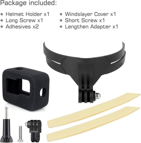 خوذة GEPULY مثبتة على الذقن مع رغوة Windslayer لـ GoPro متوافقة مع Hero 13 12 11 10 9 أسود، مجموعة لاصقة للدراجات النارية تقلل من ضوضاء الرياح لتسجيل الصوت الأمثل in Kuwait
