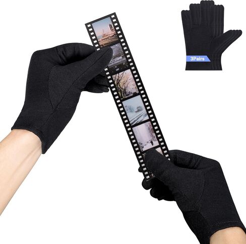 Black Cotton Gloves - 3 Pairs Large Archival Gloves for Handling Jewelry, Coin, Film, Photo, Stamp, Metal Inspection, Photography, Art Handling in Kuwait