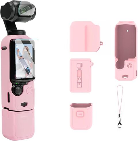 حافظة واقية لجيب DJI Osmo Pocket 3/Xtra Muse، غطاء مقبض سيليكون ناعم مع واقي شاشة للعدسة، غلاف مقاوم للصدمات من جميع النواحي ومقاوم للخدش متوافق مع ملحقات Osmo Pocket 3 Creator Combo in Kuwait