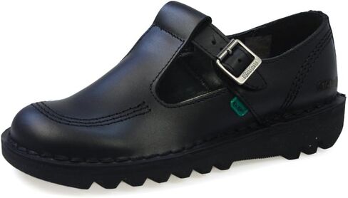 Kickers Women's Kick T Bar Black Leather School Shoes in Saudi Arabia