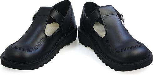Kickers Women's Kick T Bar Black Leather School Shoes in Saudi Arabia