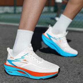 Women's Running Shoes Womens Walking Shoes Tennis Shoes for Men, White Orange Blue, Breathable Comfortable Cushioned Rebound Sole, Couple's All-Season New Casual Fashion Trendy Sneakers in Kuwait