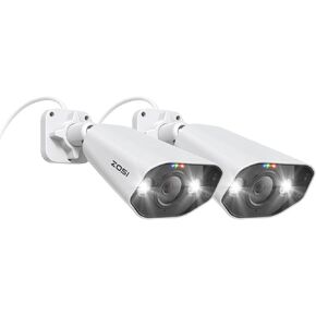 ZOSI 2 Pack 4K PoE كاميرات أمنية، كشف الإنسان، رؤية ليلية ملونة، صوت ثنائي الاتجاه، كاميرا IP إضافية داخلية خارجية مقاومة للطقس 8 ميجابكسل 4K PoE NVR in Kuwait