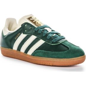 حذاء رياضي Adidas Samba Og للسيدات ذو 3 خطوط ريترو متباينة 70S (أخضر، US 4.5) in Kuwait