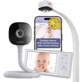شاشة كاميرا الأطفال GoBaby AI Pro من HUBBLE CONNECTED - كاميرا بدقة 2K فائقة الوضوح مع شاشة عرض منزلية عالية الدقة مقاس 5 بوصات - وجه مغطى، دوران، تنبيهات حقيقية للبكاء، مدرب للنوم ومهدئ، مع حامل مرن، كابلات طاقة in Kuwait