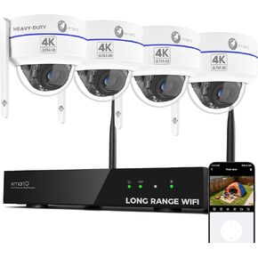 حزمة نظام كاميرا أمان xmartO 4K 8MP للواي فاي 6 شديدة التحمل، 10 قنوات NVR و4 كاميرات لاسلكية PTZ عالية التحمل بدقة 8 ميجابكسل، صوت ثنائي الاتجاه، IP66 مقاوم للطقس، WiFi6 طويل المدى، 0 رسوم شهرية in Kuwait