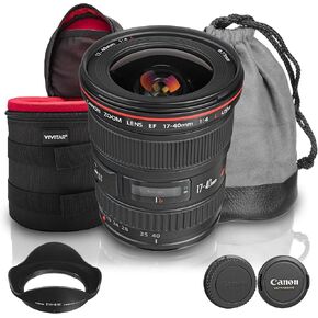 مجموعة عدسات Canon EF 17-40mm f/4L USM | تكبير فائق الاتساع مع فتحة ثابتة f/4 وتركيز تلقائي USM سريع | مثالية لتصوير المناظر الطبيعية والهندسة المعمارية والسفر (8806A002) + حقيبة العدسة + مجموعة التنظيف in Kuwait