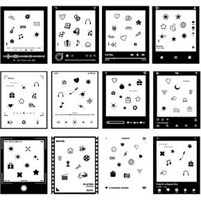 12PCS Photo Stickers Compatible with Polaroid Now Now+ i-Type SX-70 600 Onestep2 Instant Camera Film – Social Theme Fun DIY Picture Frame Border Decoration for Gifts & Scrapbook Accessories in Kuwait