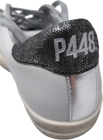 حذاء رياضي جون P448 نسائي ناعم، مقاس 8.5-9US 39EU، أبيض، فضي in Kuwait