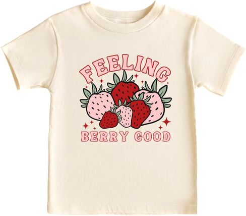 Feeling Berry Good Strawberry Cute Baby Bodysuit, Kids & Toddler T-Shirt - Funny Outfit for Girls Boys Baby Shower Foodie Tee in Saudi Arabia