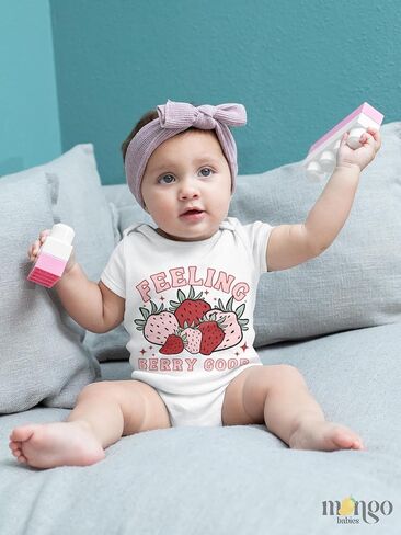 Feeling Berry Good Strawberry Cute Baby Bodysuit, Kids & Toddler T-Shirt - Funny Outfit for Girls Boys Baby Shower Foodie Tee in Saudi Arabia