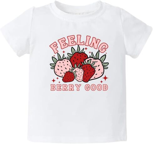 Feeling Berry Good Strawberry Cute Baby Bodysuit, Kids & Toddler T-Shirt - Funny Outfit for Girls Boys Baby Shower Foodie Tee in Saudi Arabia