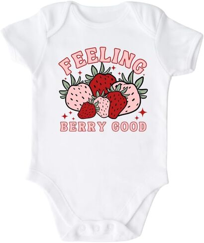 Feeling Berry Good Strawberry Cute Baby Bodysuit, Kids & Toddler T-Shirt - Funny Outfit for Girls Boys Baby Shower Foodie Tee in Saudi Arabia