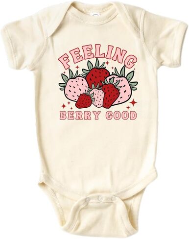 Feeling Berry Good Strawberry Cute Baby Bodysuit, Kids & Toddler T-Shirt - Funny Outfit for Girls Boys Baby Shower Foodie Tee in Saudi Arabia