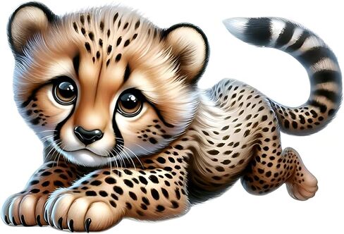 Cute Baby Cheetah Leopard Vinyl Decal Stickers, Waterproof Removable, 2 Pack, for Laptops, Cars, Wall, Furniture, Bedroom Decoration LB-005 in Kuwait