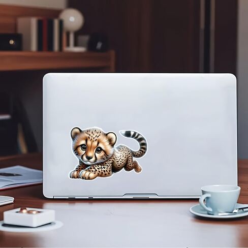 Cute Baby Cheetah Leopard Vinyl Decal Stickers, Waterproof Removable, 2 Pack, for Laptops, Cars, Wall, Furniture, Bedroom Decoration LB-005 in Kuwait