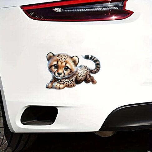Cute Baby Cheetah Leopard Vinyl Decal Stickers, Waterproof Removable, 2 Pack, for Laptops, Cars, Wall, Furniture, Bedroom Decoration LB-005 in Kuwait