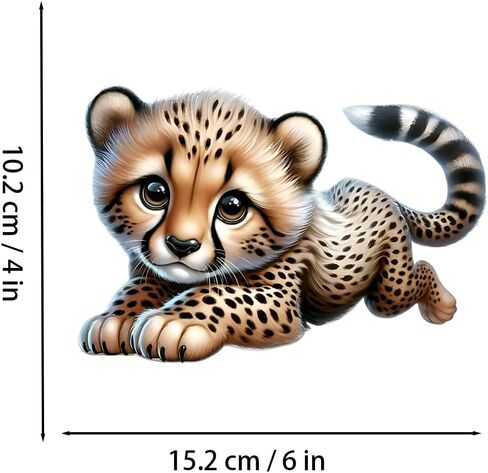 Cute Baby Cheetah Leopard Vinyl Decal Stickers, Waterproof Removable, 2 Pack, for Laptops, Cars, Wall, Furniture, Bedroom Decoration LB-005 in Kuwait